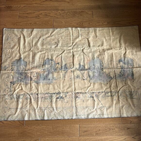 Vintage Large Jesus Christ Last Supper Wall Hanging Tapestry 57x38 Christian - Picture 5 of 7